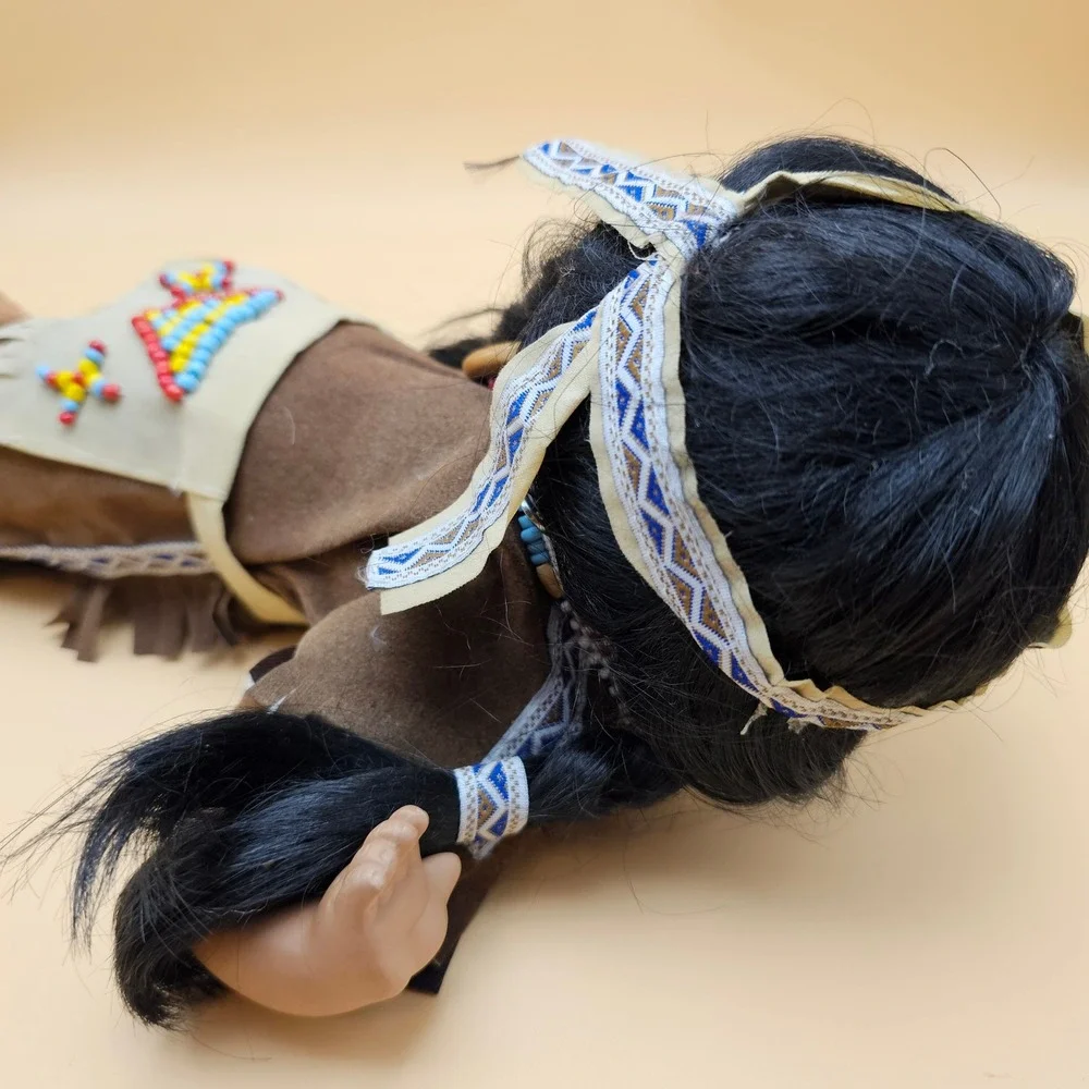Native American Indian Porcelain‎ Doll Beaded Sleeping Detailed Outfit Headband